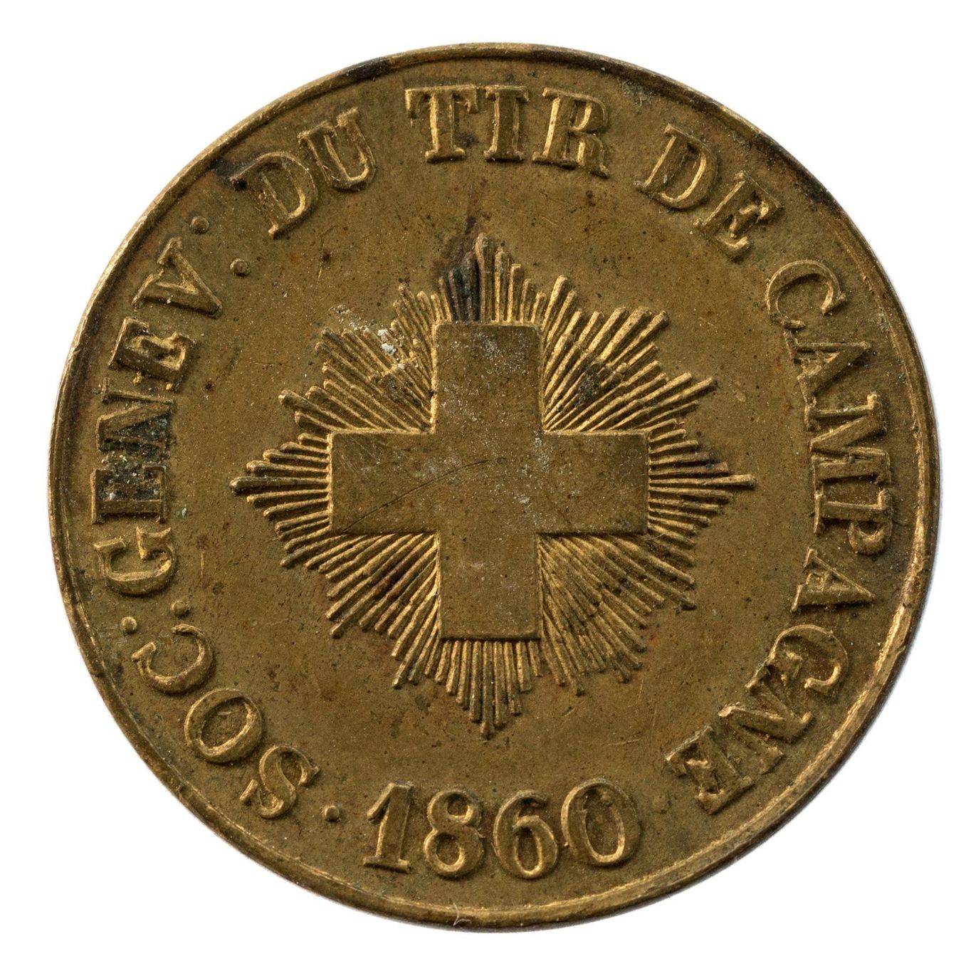 Medaglie: Schützenjeton Genf 1860 – Usato da Rotkreuz venduto da Swiss-Coins