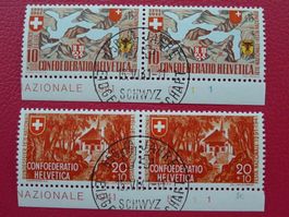 1941 Pro Patria: B13+B14 PAARE, zentrische Ersttags-STEMPEL