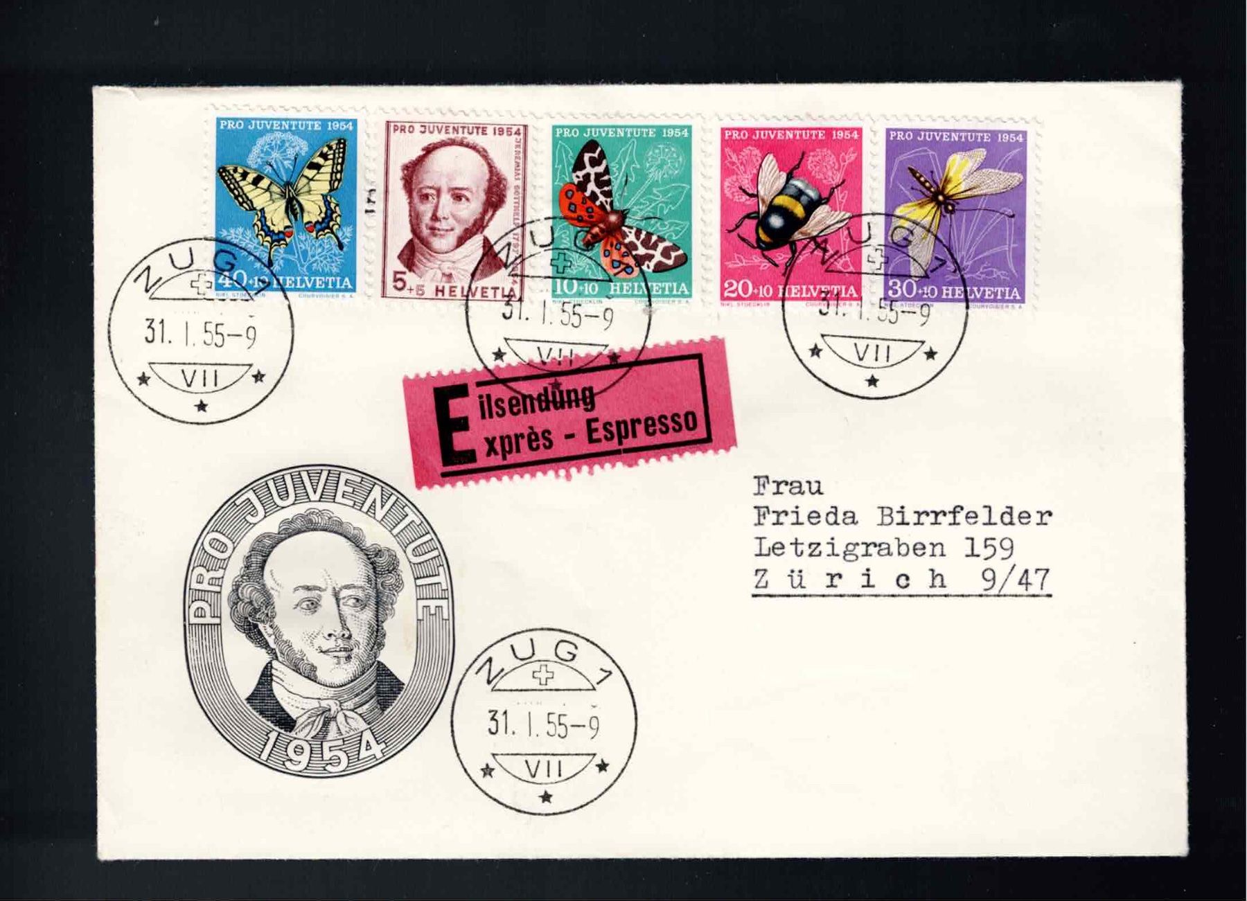 Alle Briefmarken: Pro Juventute  Einschreiben – Gebraucht aus Koblenz von Markenhimmel