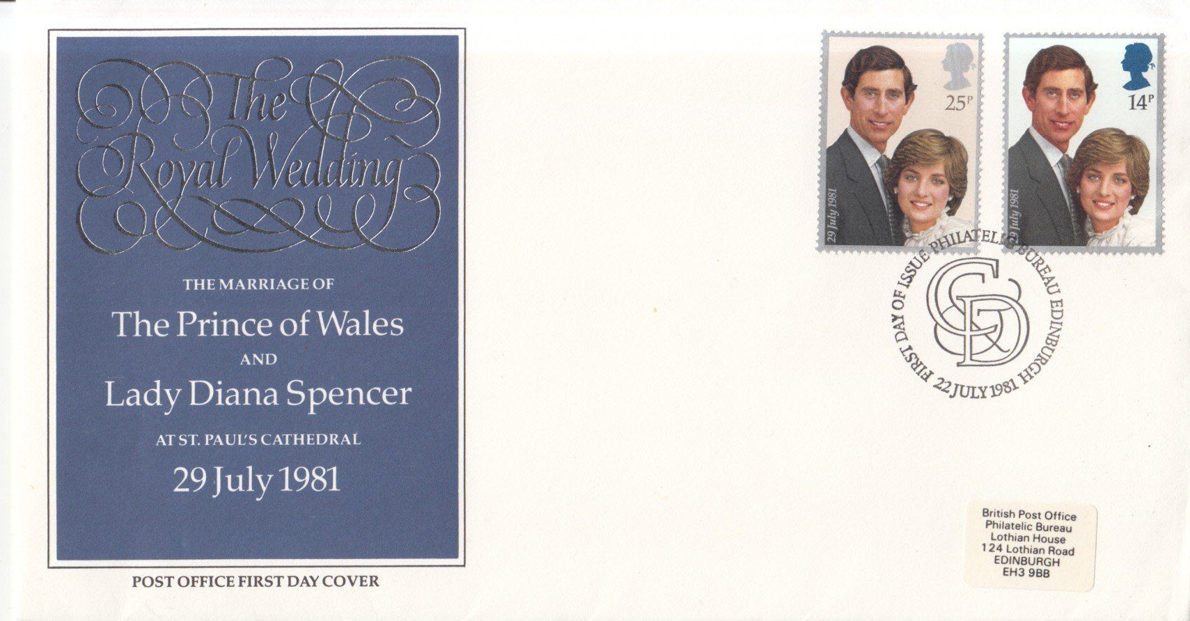 Alle Briefmarken: GB Royal Wedding Diana & Charles, FDC – Gebraucht aus Bürglen TG von StampGraf
