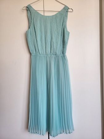 Massimo Dutti Kleid Gr. 36 – Plissee, türkis/mint, Elegant