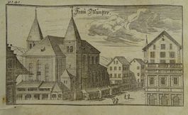ZÜRICH FRAUMÜNSTER, KUPFERSTICH, BLUNTSCHLI 1742