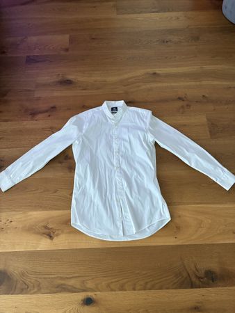 Strellson Hemd weiss Stehkragen Slim Fit Grösse 37