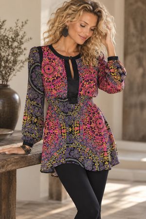 Wunderschöne Tunika / Bluse von ST.MARTINE 100% SILK Gr.M