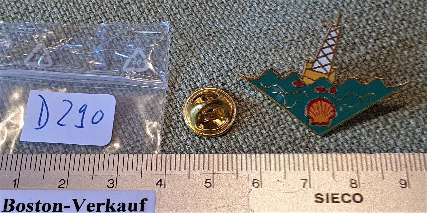 Ohrringe & -stecker: D290 - Pin SHELL Bohrinsel Bohrturm Meer – Gebraucht aus Reinach BL von Boston-Verkauf 2