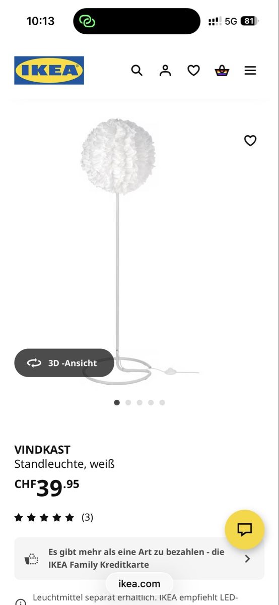 Ikea Lampade: IKEA VINDKAST Stehlampe weiss – Usato da Seengen venduto da sa_land 5