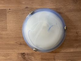 Plafonnier rond en verre dépoli bleu et blanc