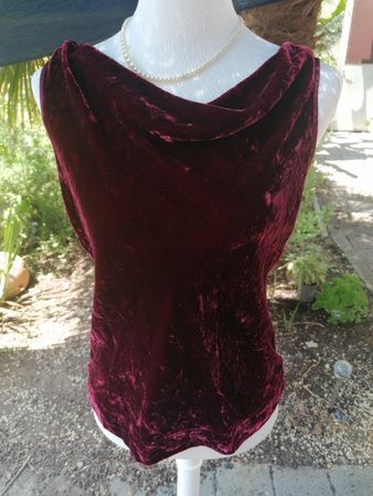 Samt Top, bordeaux rot, Rüschenkragen, Spitze, Promod Gr.M/L