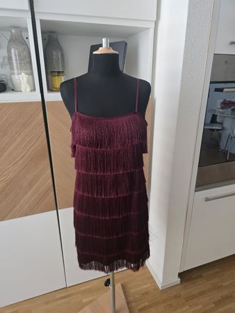 Kleid MNG Casual mit Fransen bordeaux Grösse M