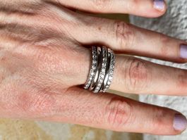 Silberring 3 LINES mit Zirkonia Steinen (58)