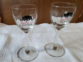 2 Vintage Schnapps Gläser Mutzli Bitter
