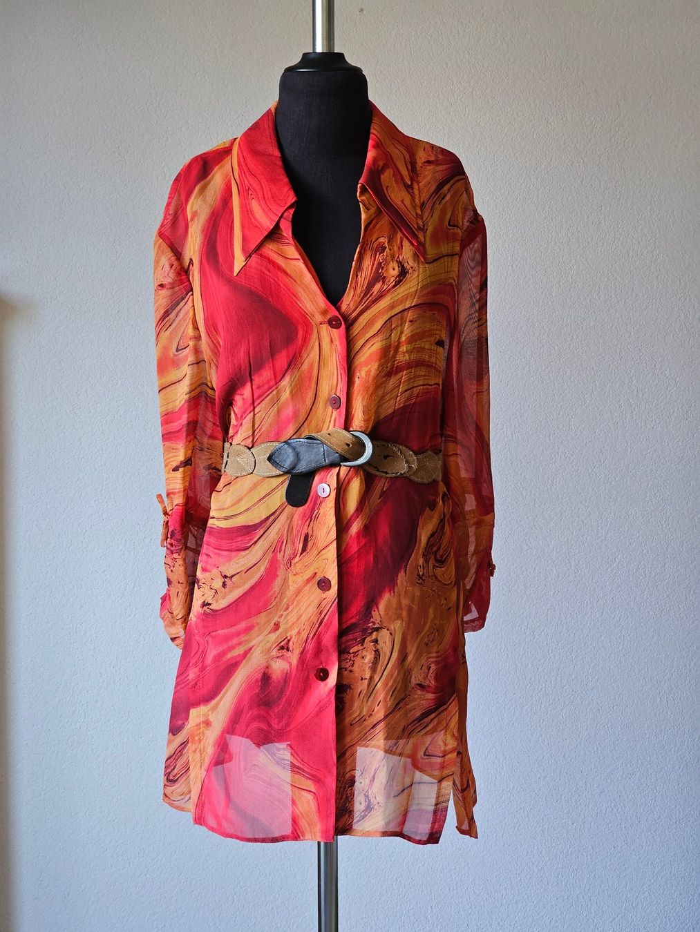 Vestiti: Vintage Kleid Bluse Orange Rot Gr. M-L – Usato da Ried-Brig venduto da Zzyzx