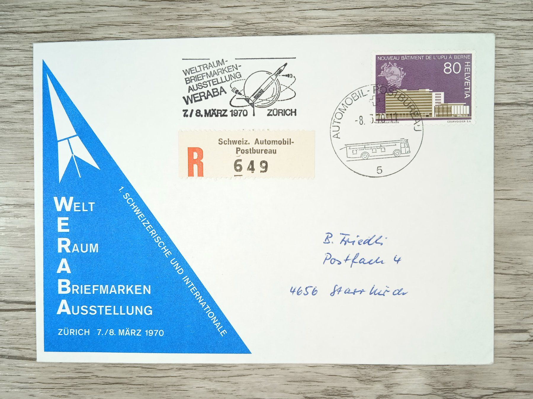 Tutti i francobolli: TR62 Enveloppe + Timbre Suisse 1970 – Usato da Cousset venduto da Patrick_Collections