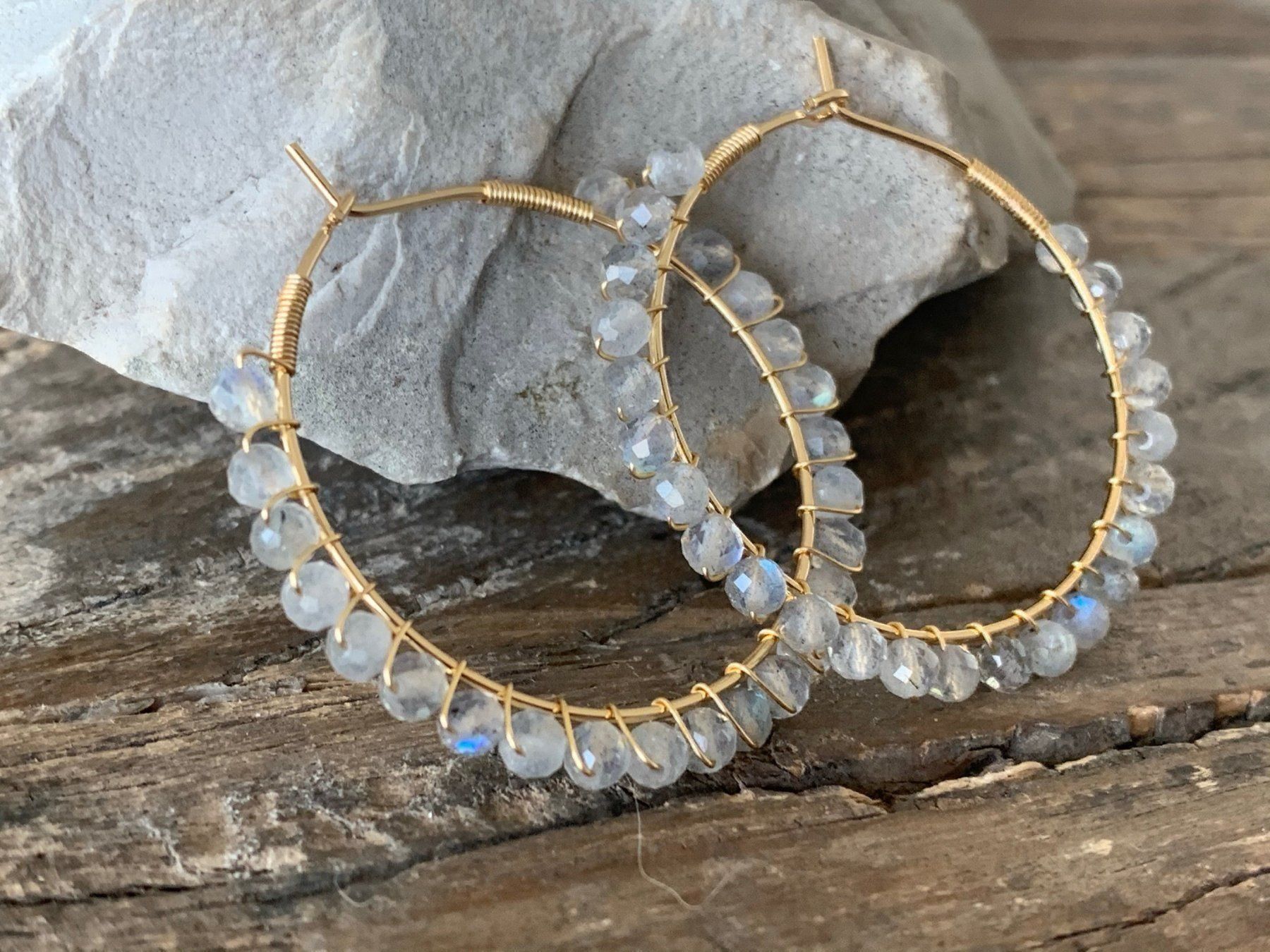 Orecchini pendenti & Orecchini a lobo: Wow: Creolen 18k vergoldet Labradorit – Nuovo e nell'imballaggio originale da Rombach venduto da Ivreajewels 1