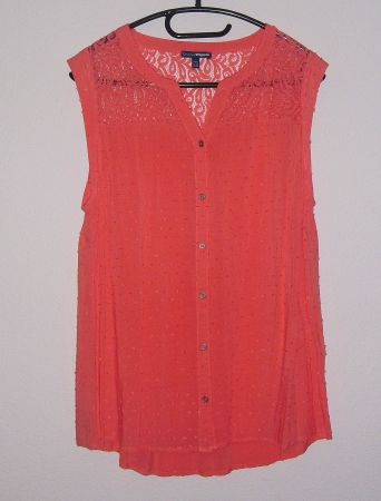 Bluse ohne Arm mit Spitzen, Gr. 42, Himbeer * Vögele * NEU