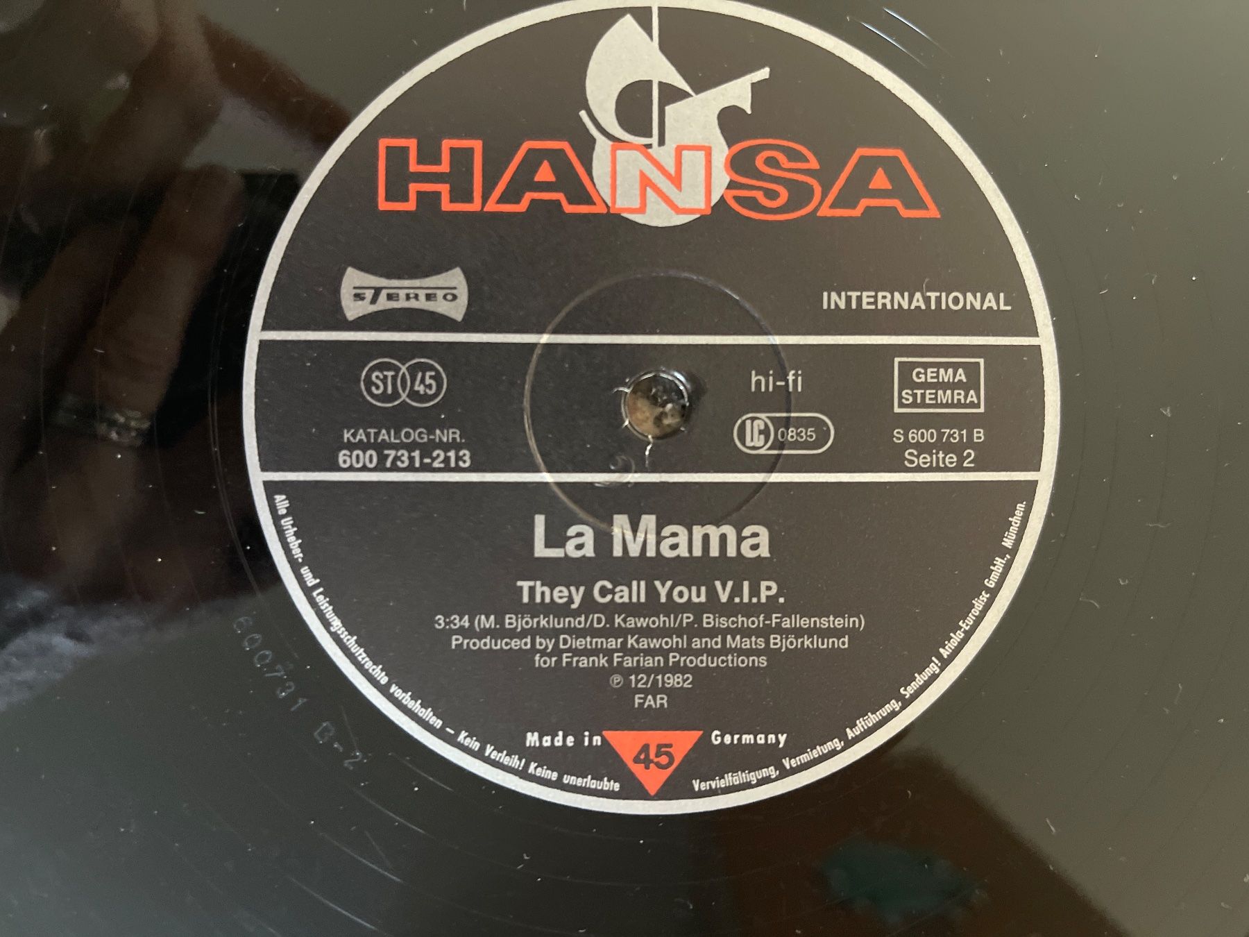 Dischi in vinile: P9/Hansa Schallplatte La Mama – Usato da Frutigen venduto da Philippe_jsp 2