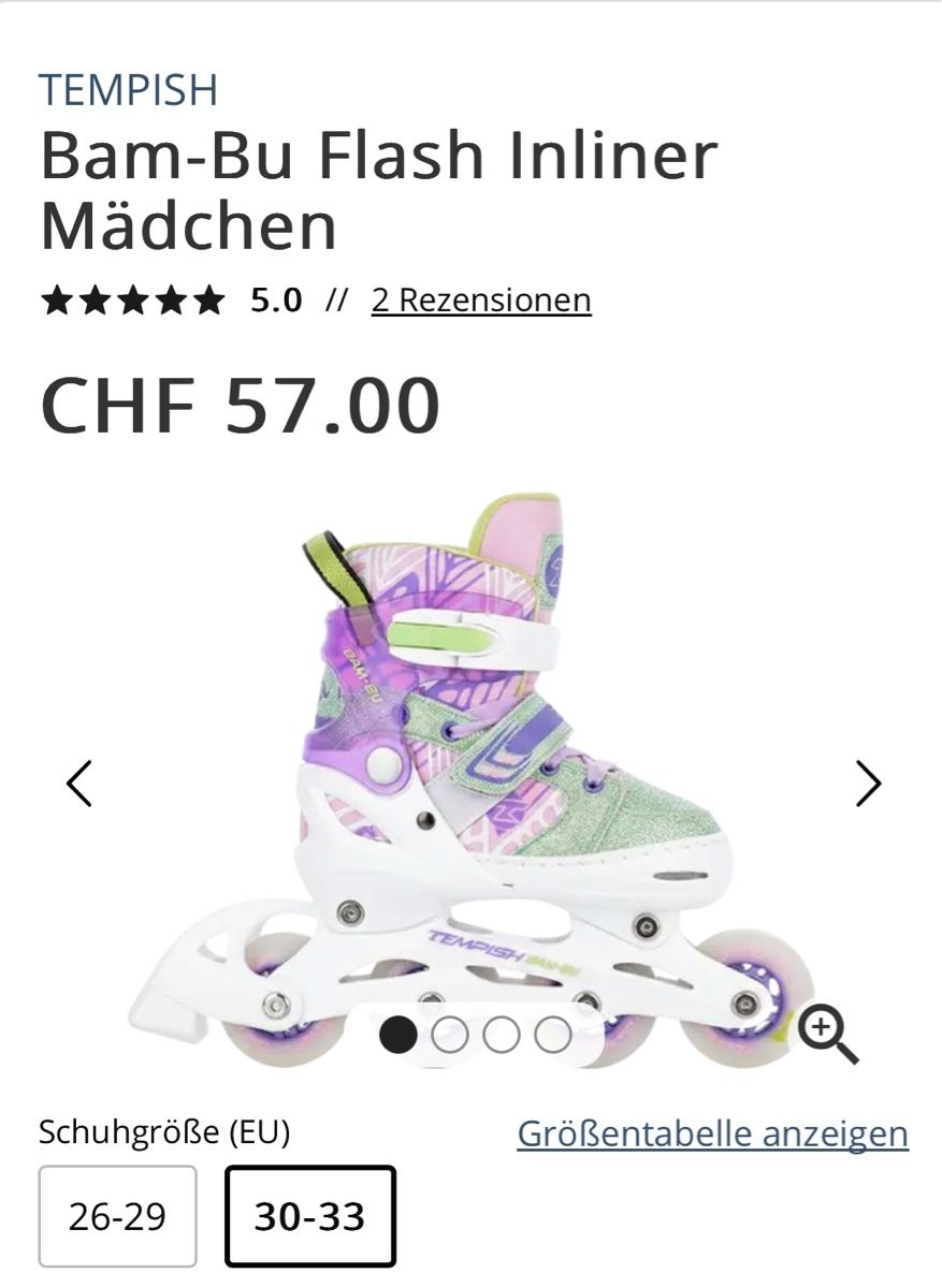 Pattini in linea & Pattini a rotelle: NEU TEMPISH Inline Skates Bam-Bu Flash Mädchen Grösse 30-33 – Nuovo e nell'imballaggio originale da Frauenfeld venduto da kesanna 2