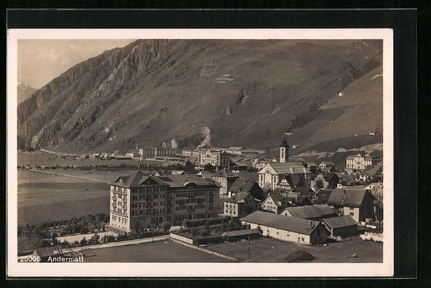 Cartoline postali: AK Andermatt, Teilansicht mit Kirche – Usato da Berlin venduto da bartko-reher