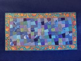 Patchwork Quilt "Pfauenauge" Unikat 120 x 63 cm