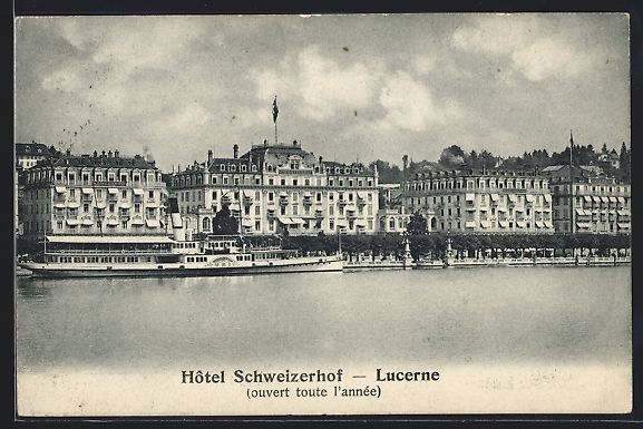 Cartes postales: Lucerne, Hotel Schweizerhof und Raddampf – D'occasion à Berlin par bartko-reher