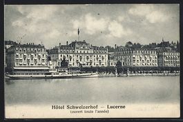 Lucerne, Hotel Schweizerhof und Raddampf