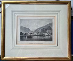 TESSIN.- LOCARNO am Lago Maggiore. Stahlstich um 1850.