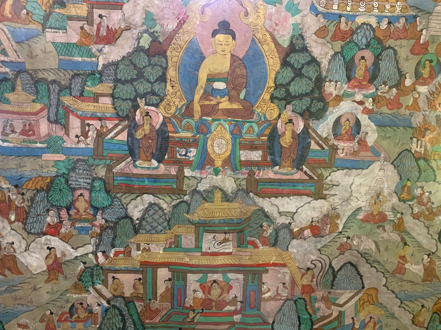 Dipinti: Thangka Buddhas Lebensgeschichte – Usato da Wolfhalden venduto da SecondAntique