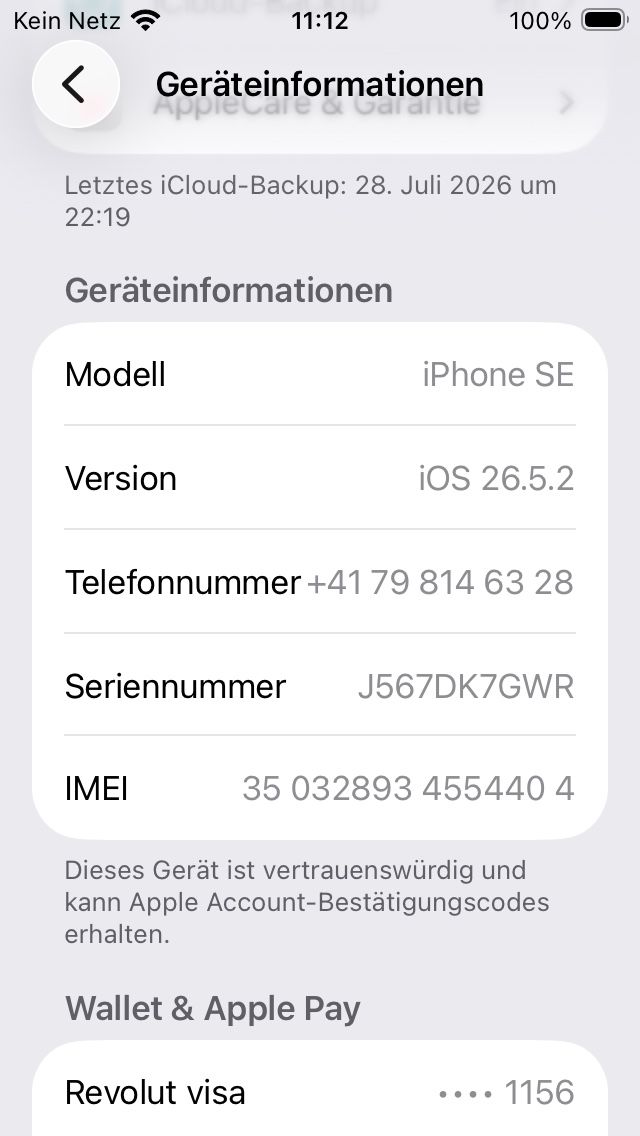 Apple Handys / Smartphones: iPhone SE iOS 26.5.2 Seriennummer J567DK7GWR – Gebraucht aus Emmen von Fensterscheibe