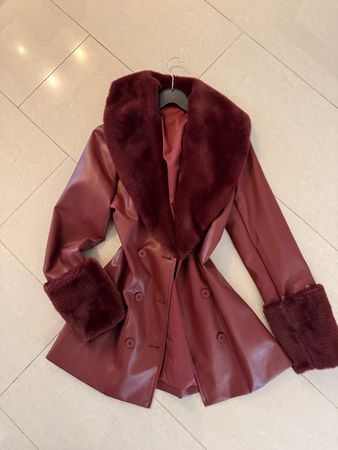 Bordeaux PU Leder Jacke 