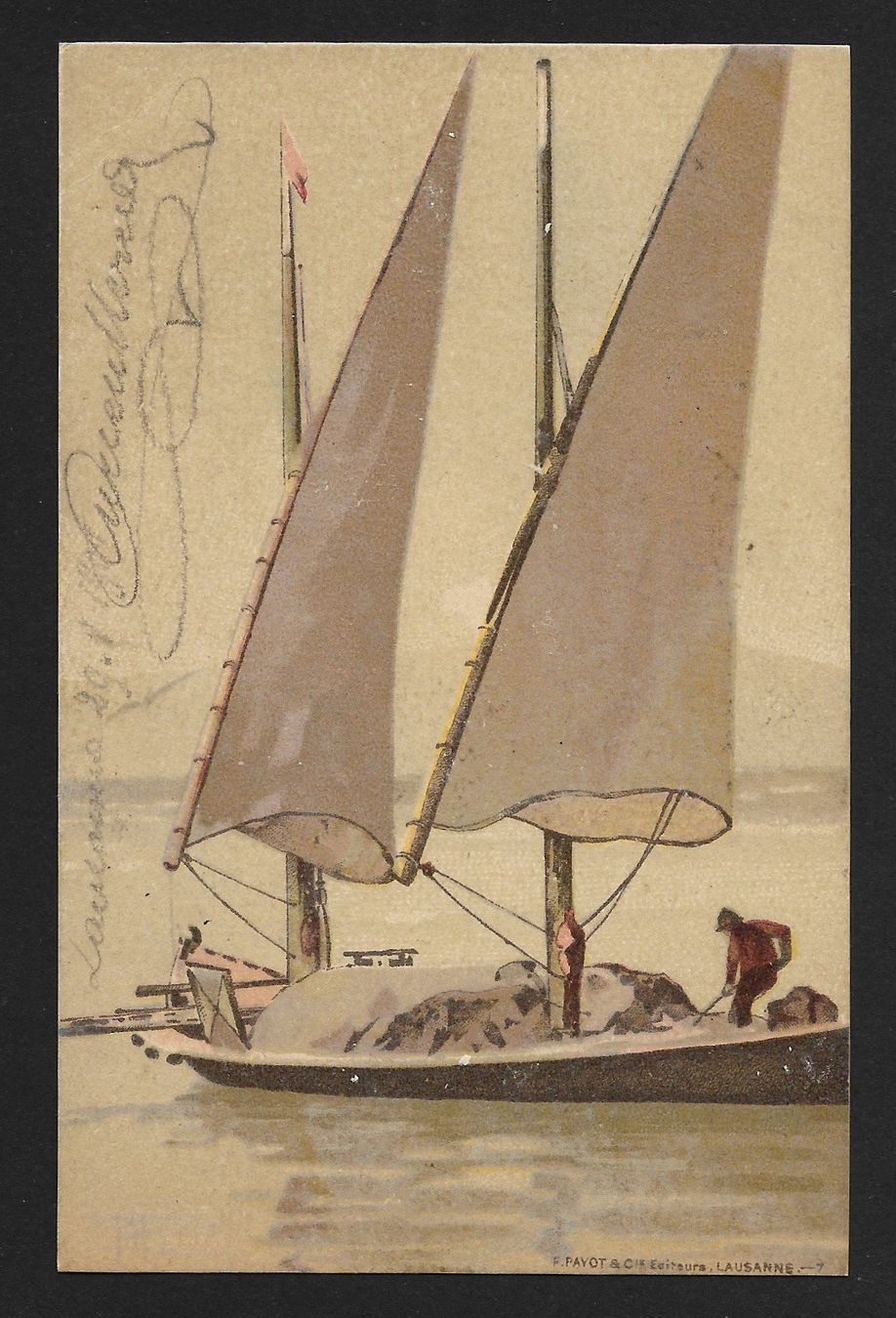 Cartoline postali: Carte Postale Barque du Lac Léman , 29 Janvier 1901 – Usato da Genève venduto da bolsillin