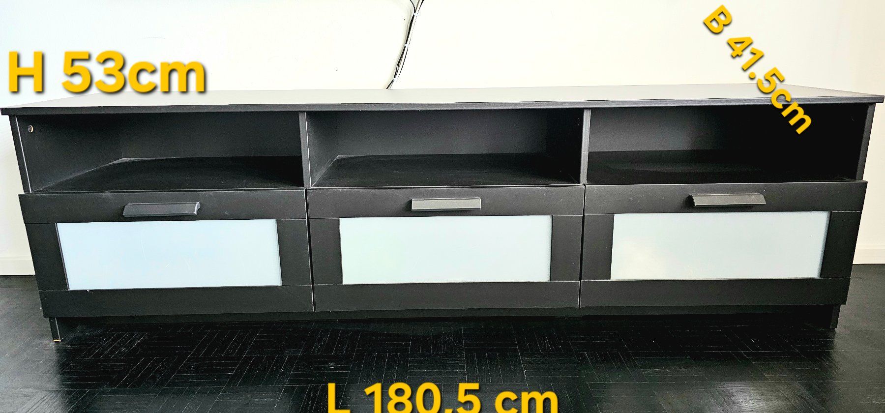TV Möbel: Schwarzes TV-Möbel mit Glasfronten, gebraucht – Gebraucht aus Neuhausen von Senna4 2