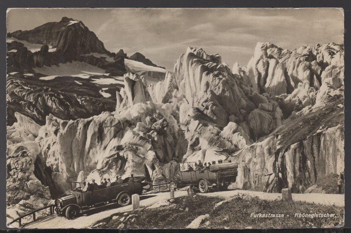 Cartoline postali: Furkastrasse. Rhonegletscher. Postauto  1937 – Usato da Aarau venduto da kufi44