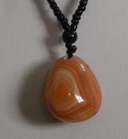 NEU: Botswana Sardonyx Achat Edelstein Anhänger 62 cm Kette