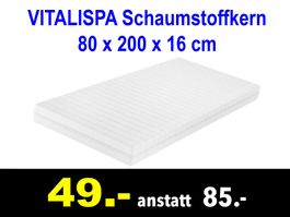 🔴  Matratze VITALISPA 80x200x16 cm Schaumstoffkern /346B