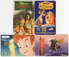 4 verschiedene Walt Disney Comic Telefonkarten
