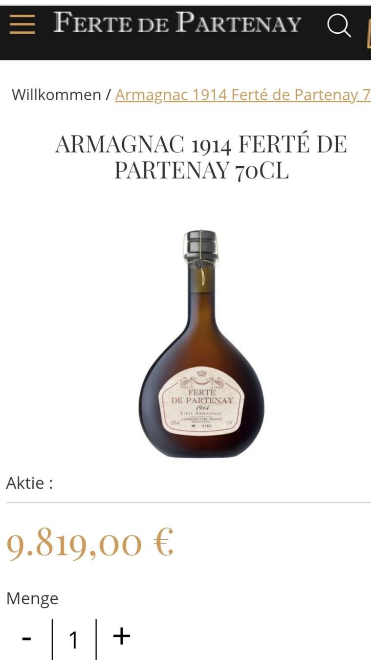 Bevande alcoliche: Ferte de Partenay  1914   Grand Armagnac – Nuovo (secondo la descrizione) da Grenchen venduto da poggione 3