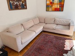 Design Ecksofa beige Stoffbezug Marke Seduta dArte