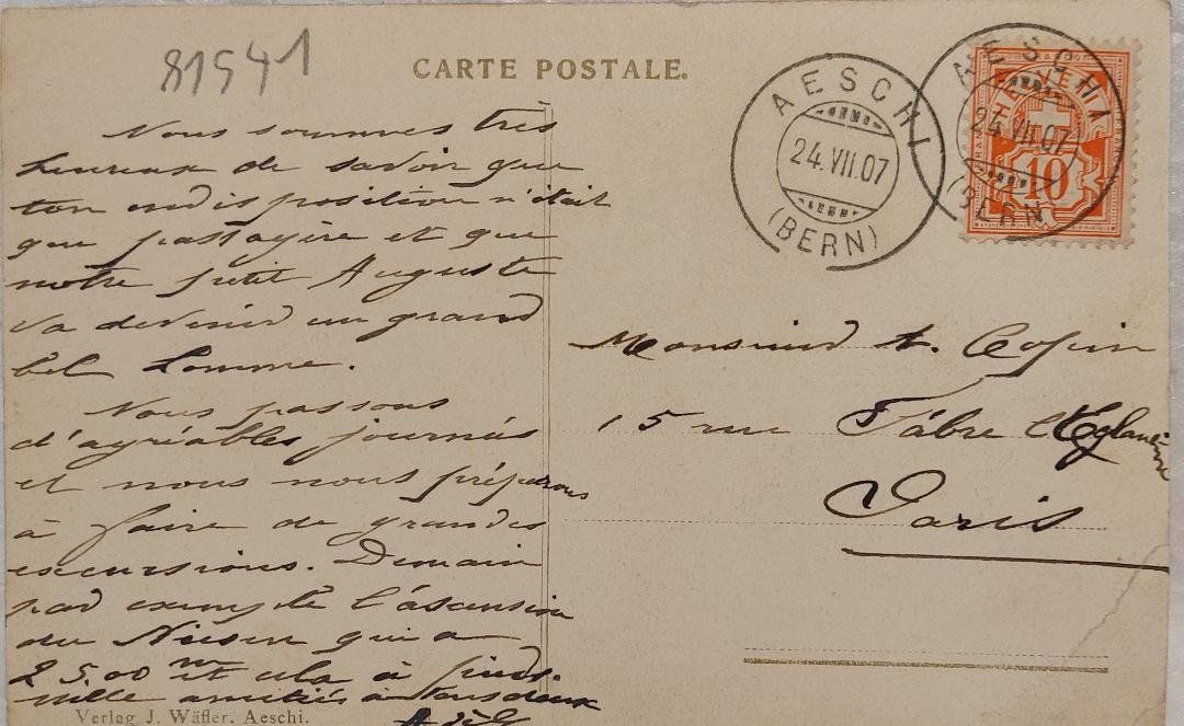 Cartoline postali: AESCHI  -  Landschaft - 1907 – Usato da Delémont venduto da Domdom1 1