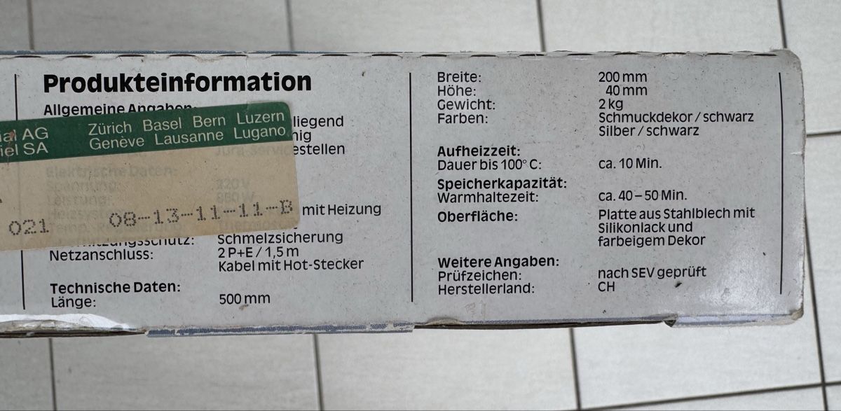 Jura Elettrodomestici da cucina: Wärmeplatte elektrisch – Usato da Maisprach venduto da eli_kr8d 2