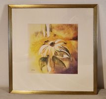 Sonnenblumen Lithographie Nr. 3/200 Signiert in Goldrahmen