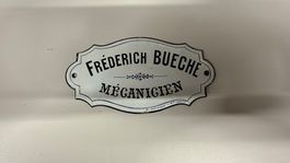 Plaque émaillée publicitaire Fréderich Bueche Mécanicien
