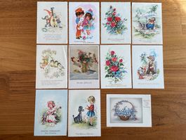 11x AK Glückwunsch Karten Kinder Tiere Blume Zwerge ungel.