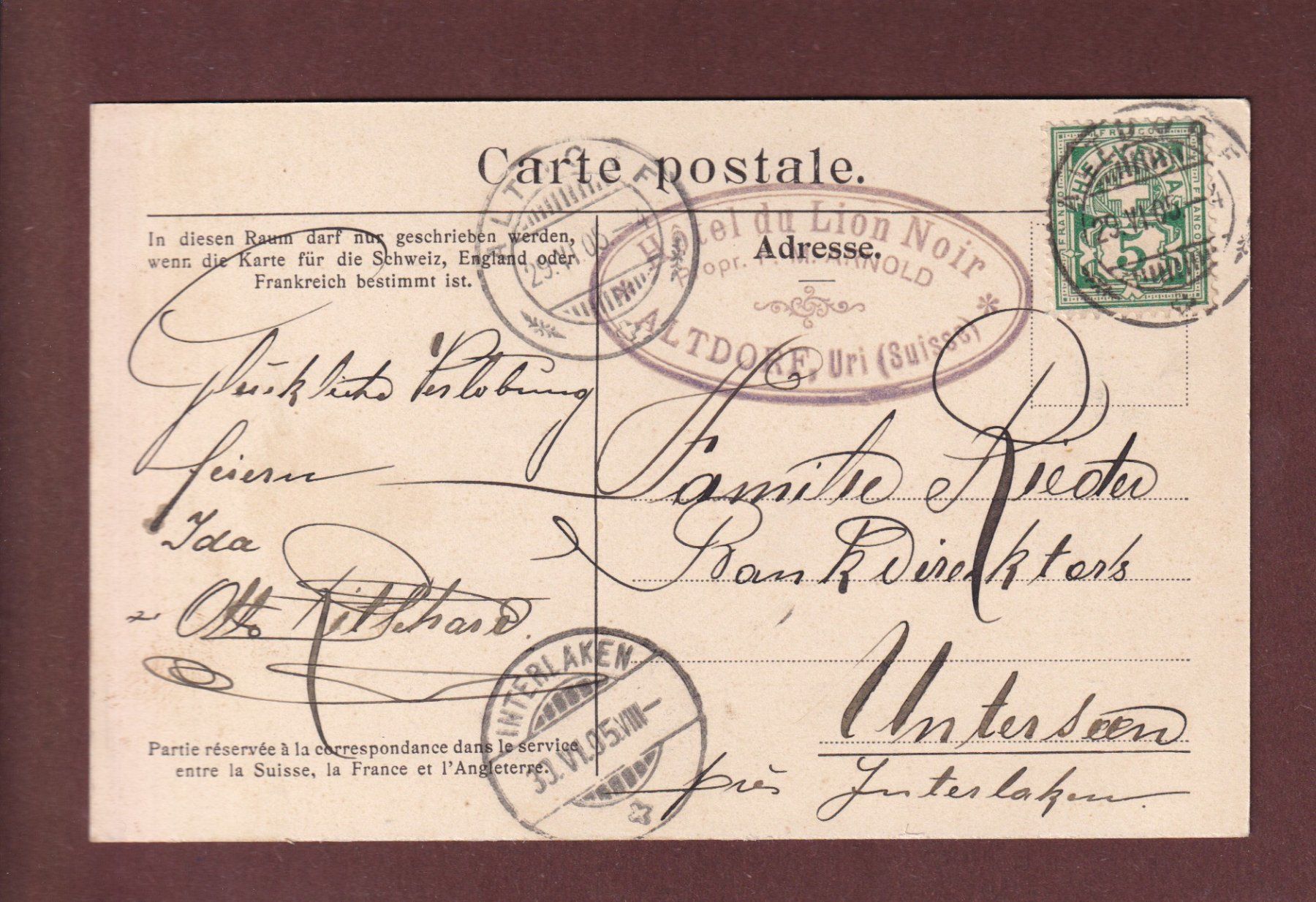 Cartoline postali: ALTDORF - Telldenkmal - 1905 – Usato da Pully venduto da nicecards-shop 1