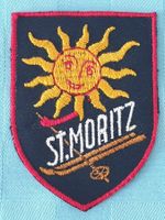 Vintage Badge Wappen St. Moritz Sonne ST. GALLER STICKEREI