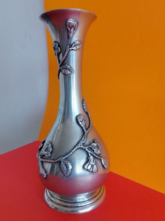 Pied de lampe en étain - 22cm - 92% Vintage Gris Métal