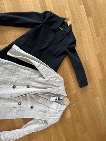 2 Blazer beige Leine & schwarz oversized