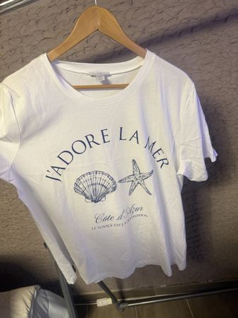 T-shirt blanc imprimé mer Cote d'Azur état neuf