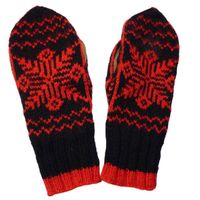 Handschuhe Gr. S Strick schwarz-rot Norweger VINTAGE 1960s
