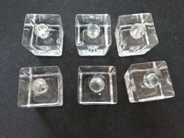 6 Glas Kerzenhalter quadratisch 
