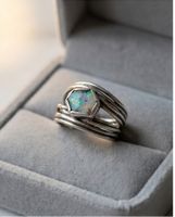 Bague argent opale magnifique faite main très peu portée
